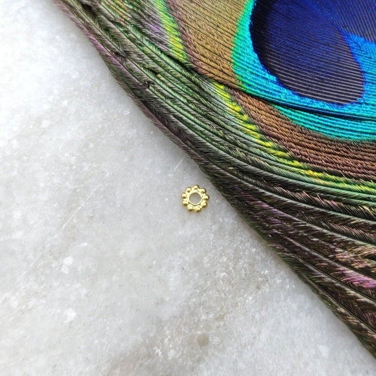 1X4mm 18K Yellow Gold Wheel Gold Spacer Bead Handcrafted Sold as 8pcs