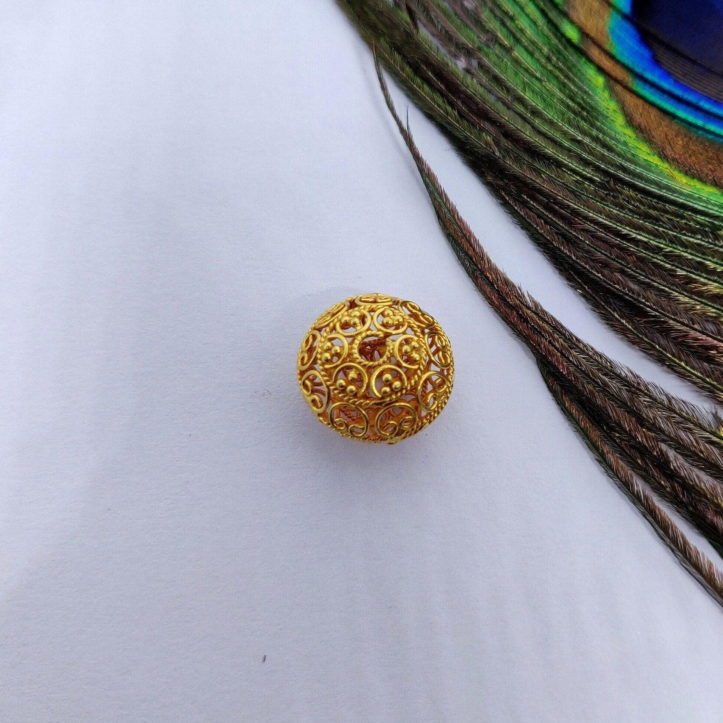 18K Gold Antique Round Beads 12x14mm