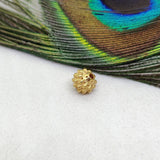 18KT Solid Yellow Gold Engrave Art on Gold Spacer Bead Components 8x8.5mm