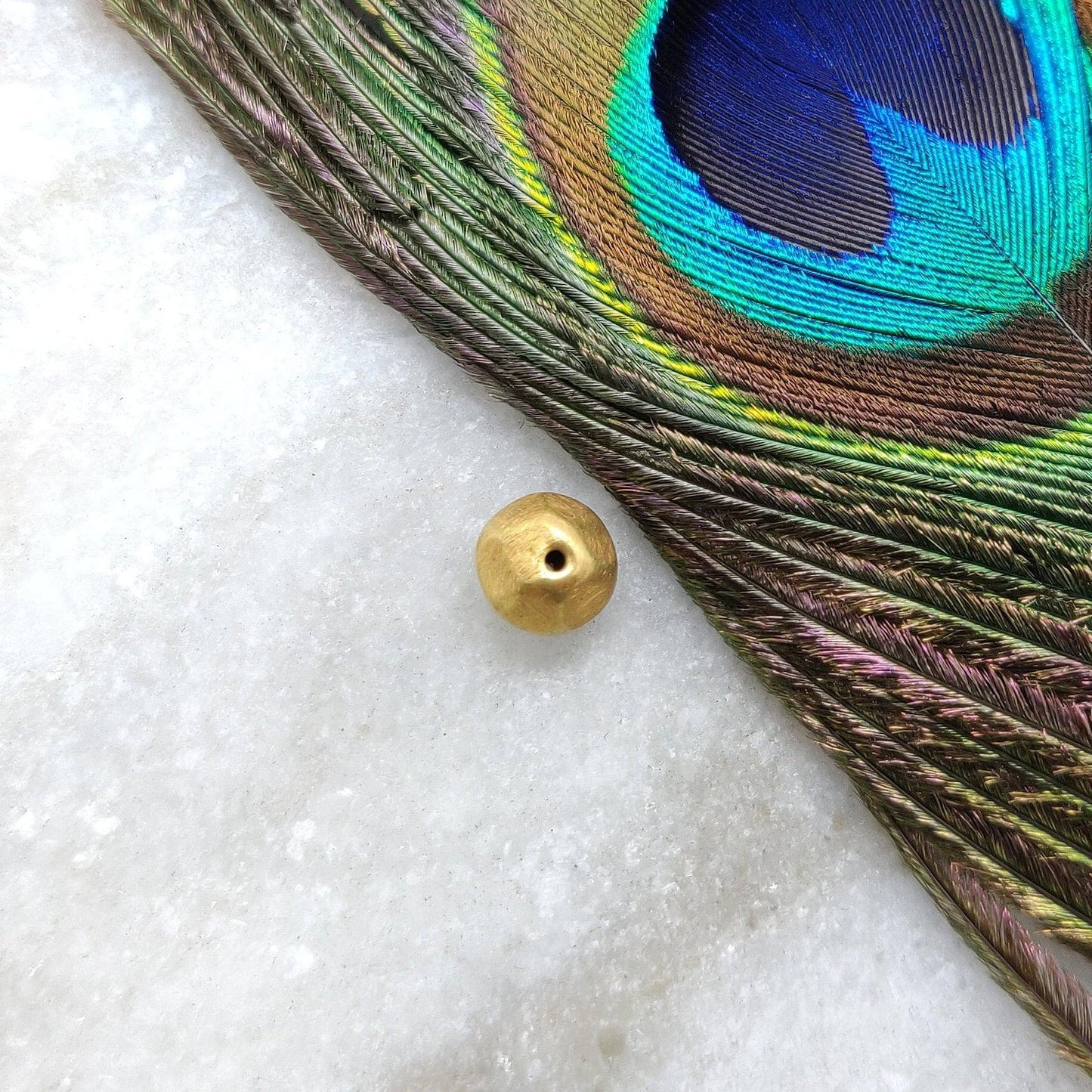 18 Carat Yellow Gold Faceted Round Gold Spacer Bead Components 7mm – Textured Finish