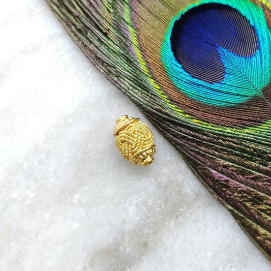 18 Karat Solid Yellow Gold Drum Beads Finding 13X8mm