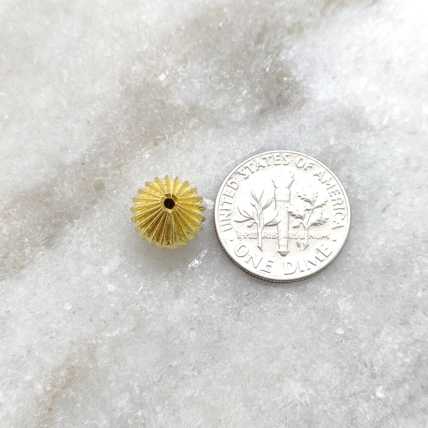18k Yellow Gold Fluted Roundel Beads