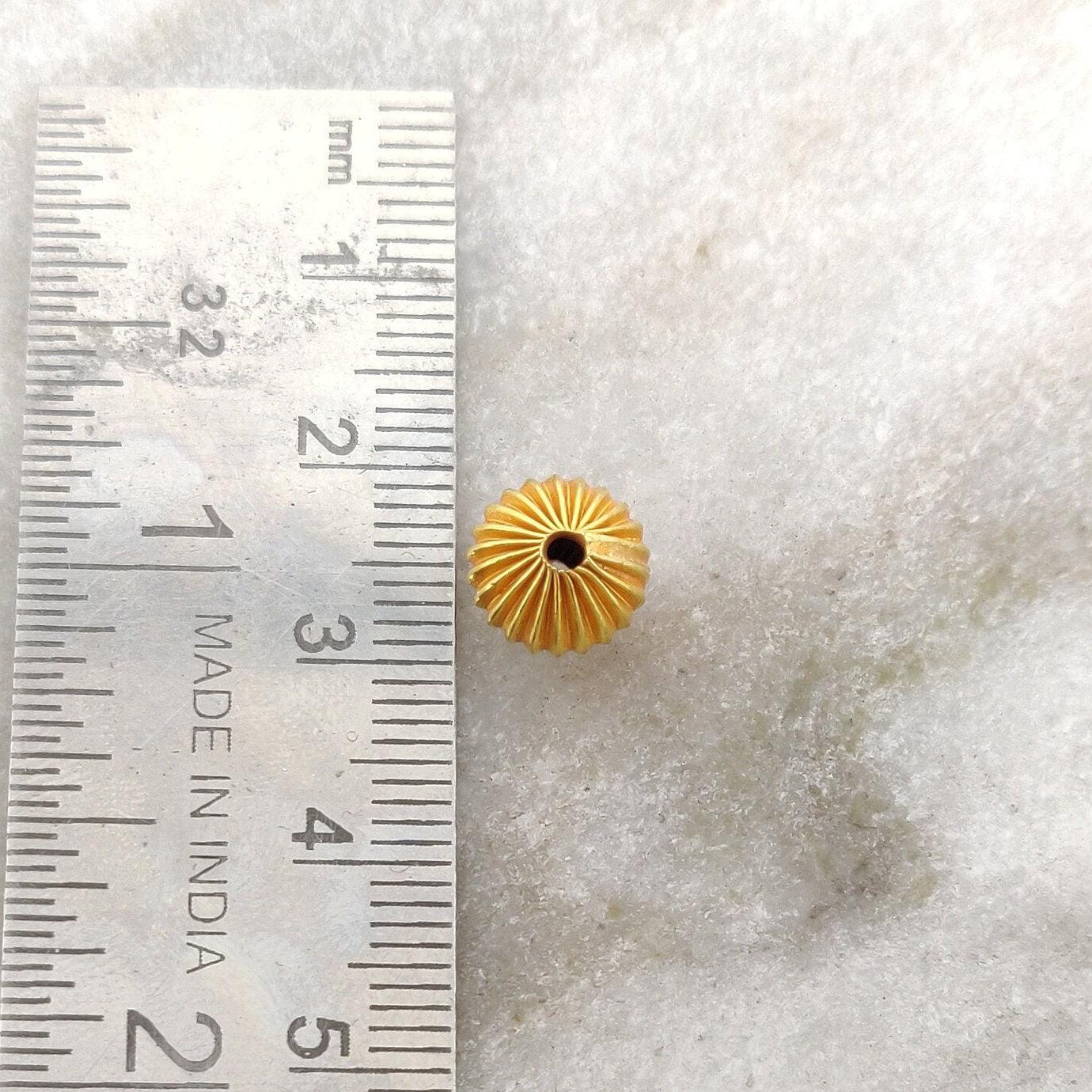 18KTT Gold Fluted Ball Spacer Beads 7x9mm