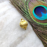 18KT Solid Yellow Gold Fancy Fluted Ball Beads 19x13.5mm