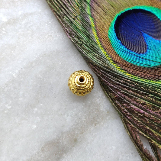 18 Karat Solid Yellow Gold Round Gold Spacer Bead Components