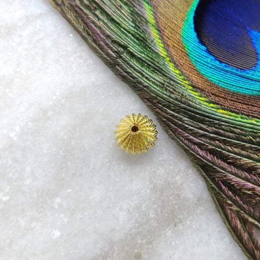 18KT Gold Corrugated Spacer Beads 9x9.5mm