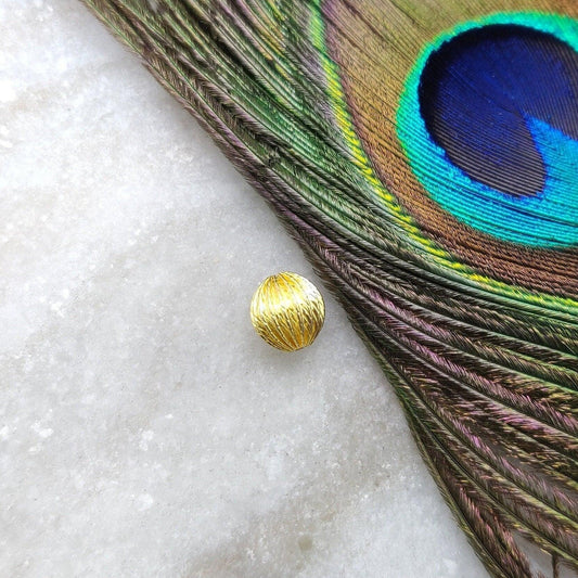 18KT Solid Gold Fluted Dainty Round Gold Spacer Bead Components 8mm