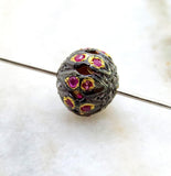925 Sterling Silver Sapphire with Emerald & Ruby Spacer Bead