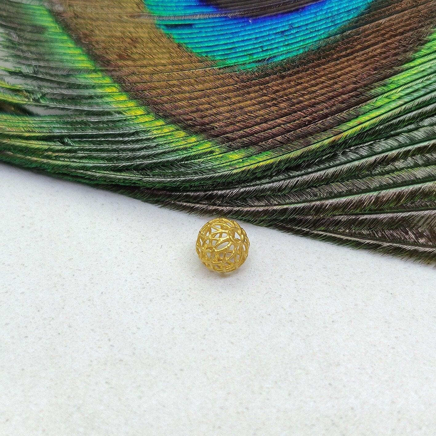 18 Karat Solid Yellow Gold Round Gold Spacer Bead Components 6mm