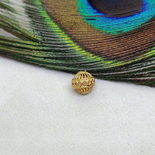 18KT Solid Yellow Gold Fancy Gold Spacer Bead Components Finding 7mm