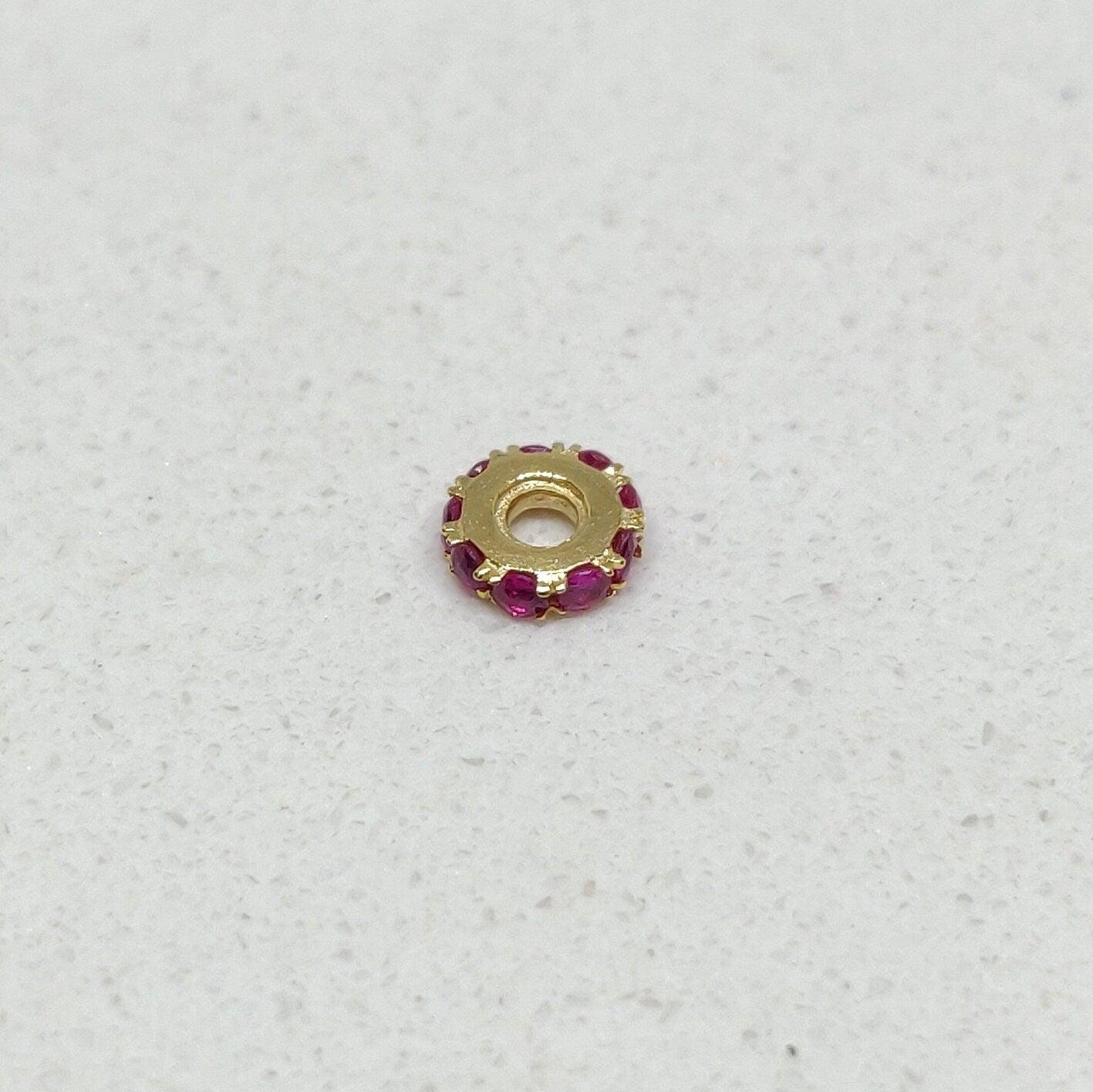 Wheel Spacer 14k Gold Micro Pave Ruby - SAR Gems