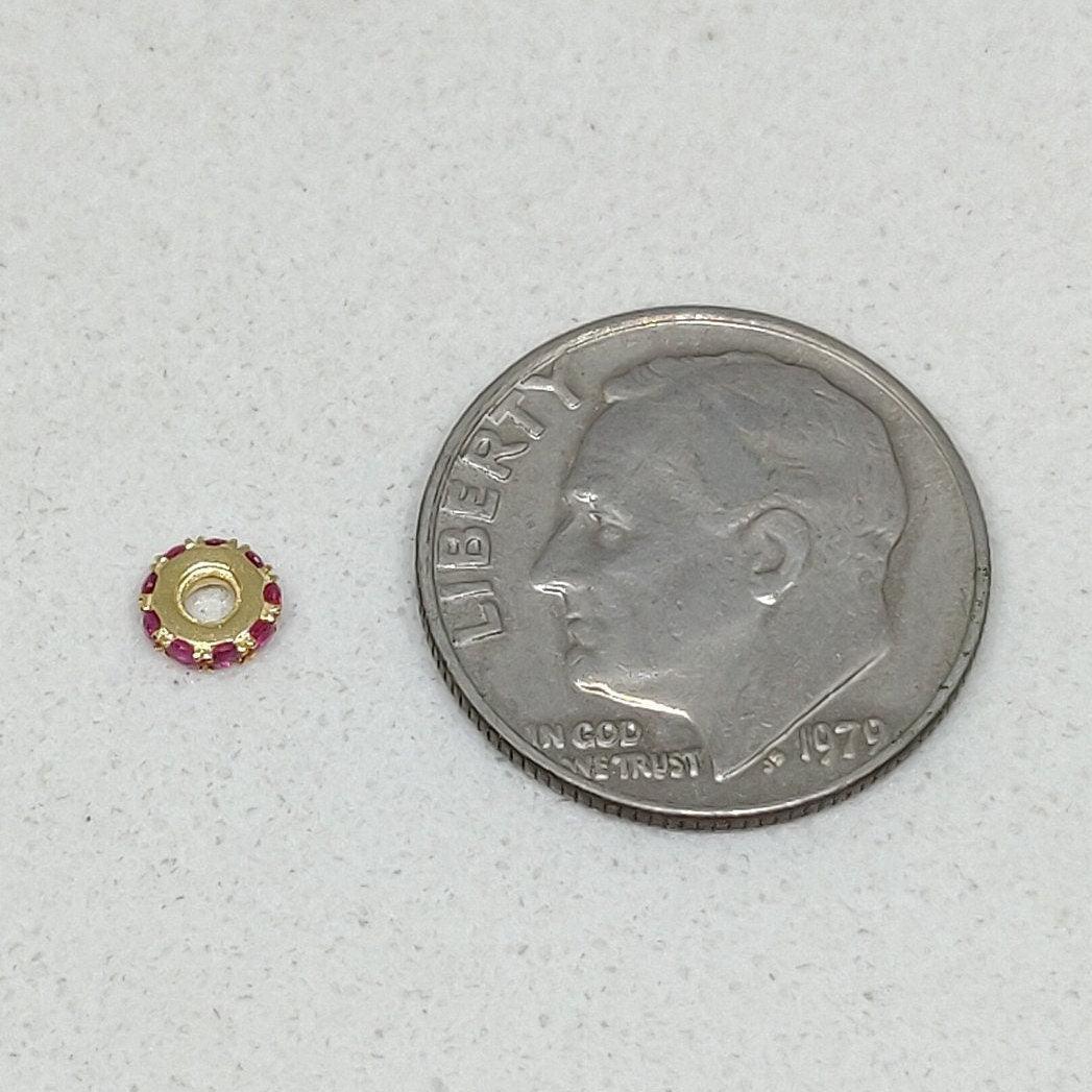Wheel Spacer 14k Gold Micro Pave Ruby - SAR Gems