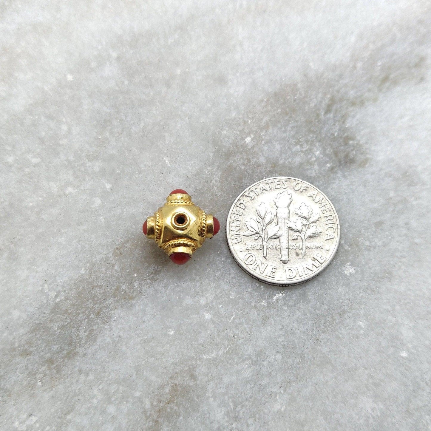 18 Carat Gold Coral Spacer Beads 7x10mm DIY Crafts