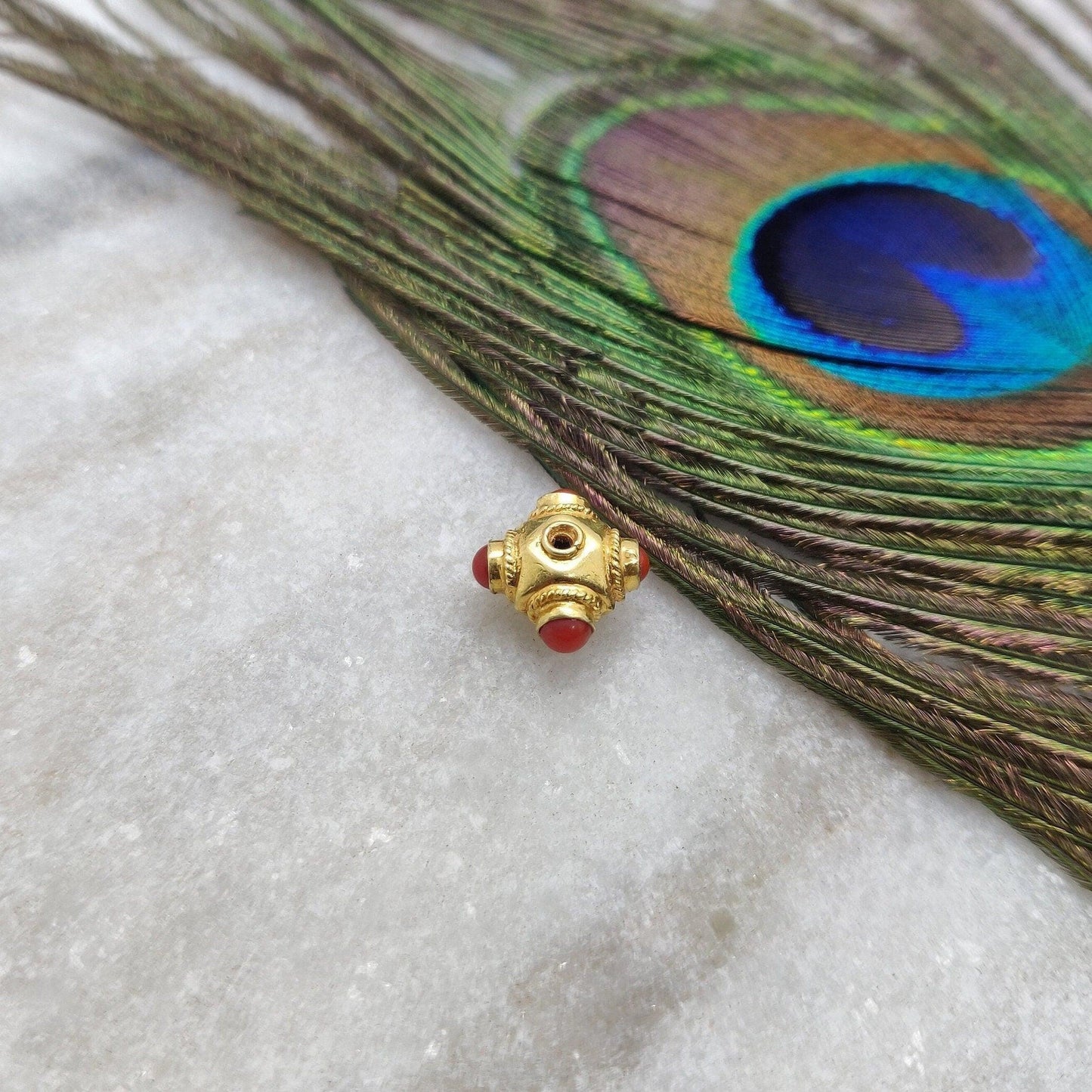 18 Carat Gold Coral Spacer Beads 7x10mm DIY Crafts