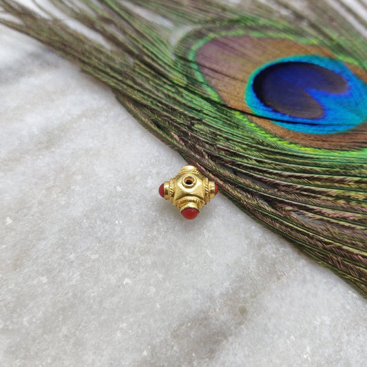 18 Carat Gold Coral Spacer Beads 7x10mm DIY Crafts