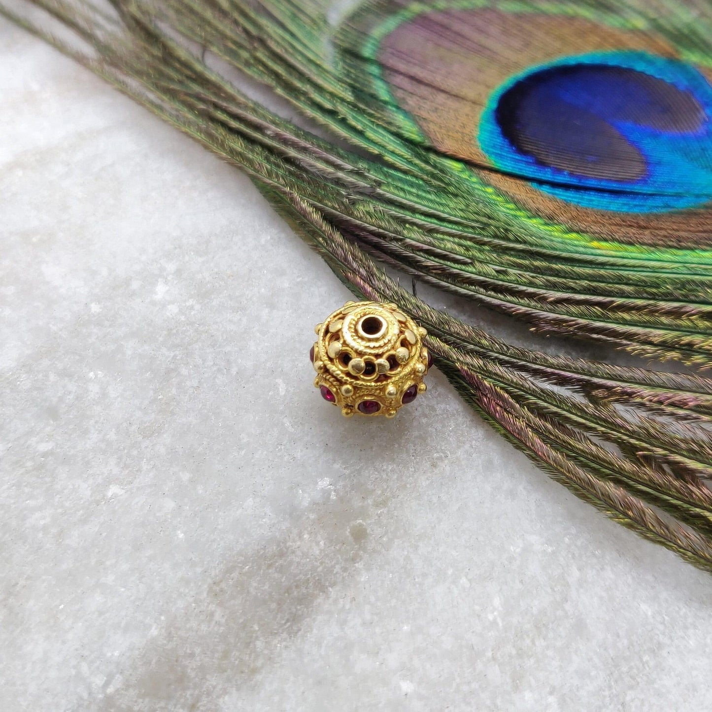 18K Gold Ruby Round Beads 10mm DIY Crafts