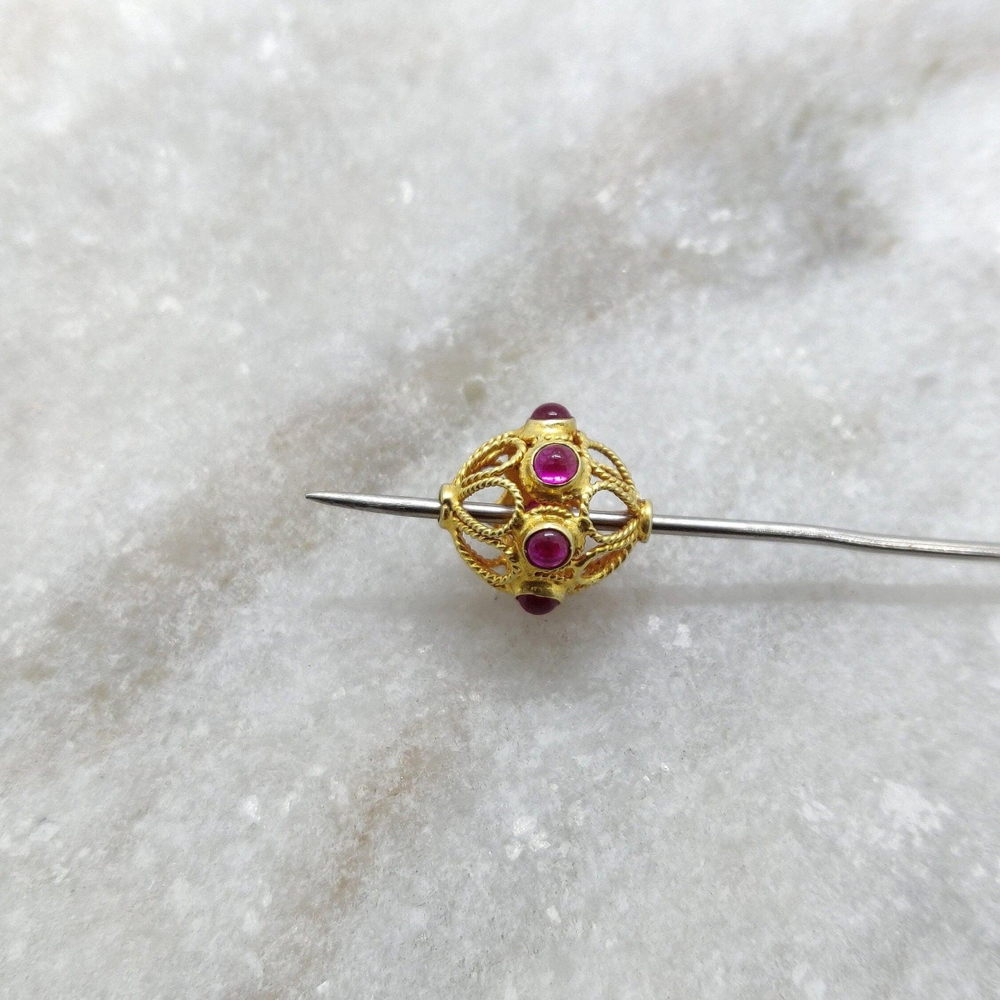 18 Carat Gold Ruby Fancy Spacer Beads 12mm