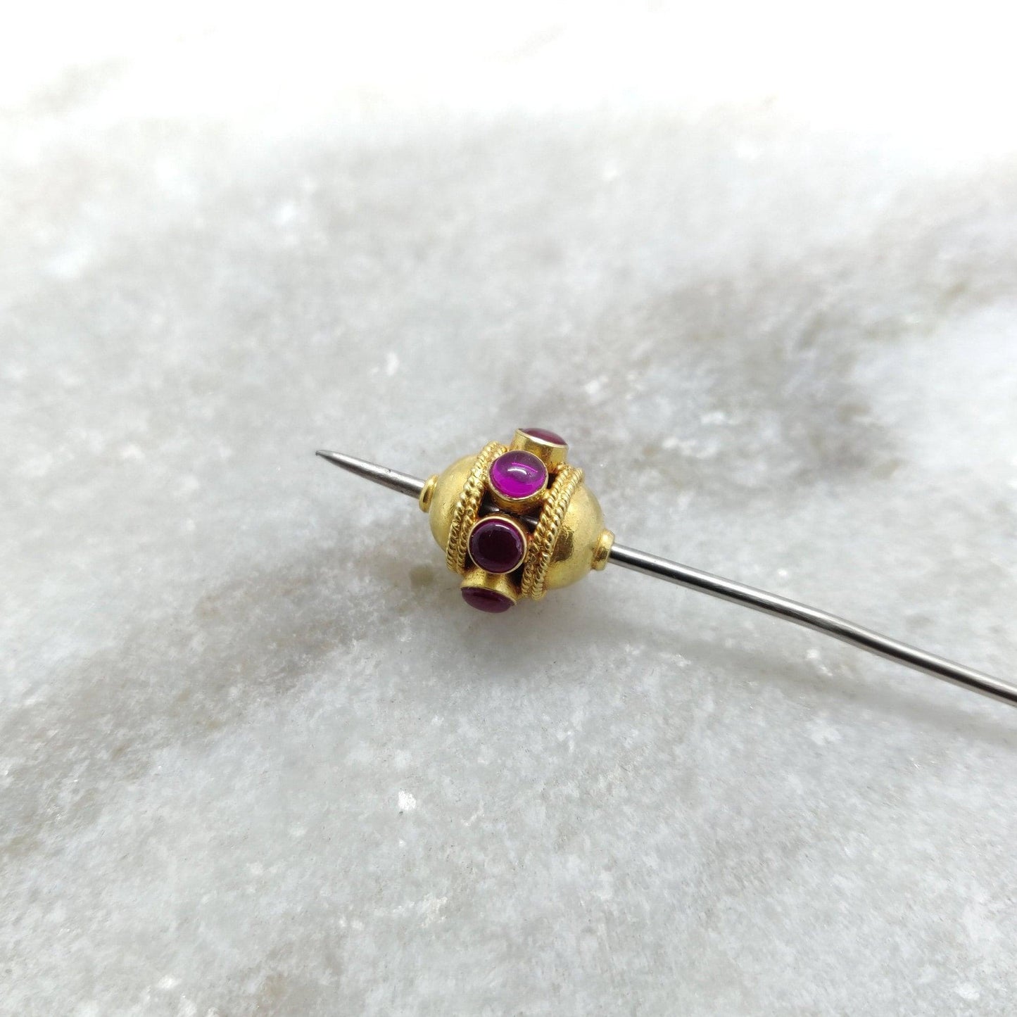 18KTT Gold Ruby Round Spacer Beads