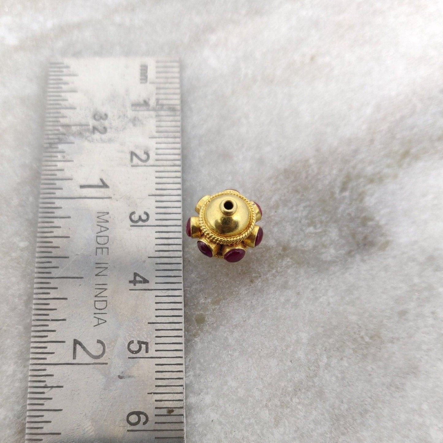 18KTT Gold Ruby Round Spacer Beads