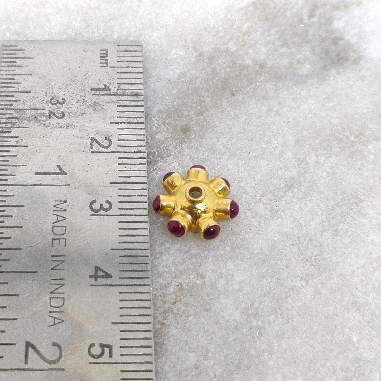 18KTT Gold Ruby Wheel Spacer Beads