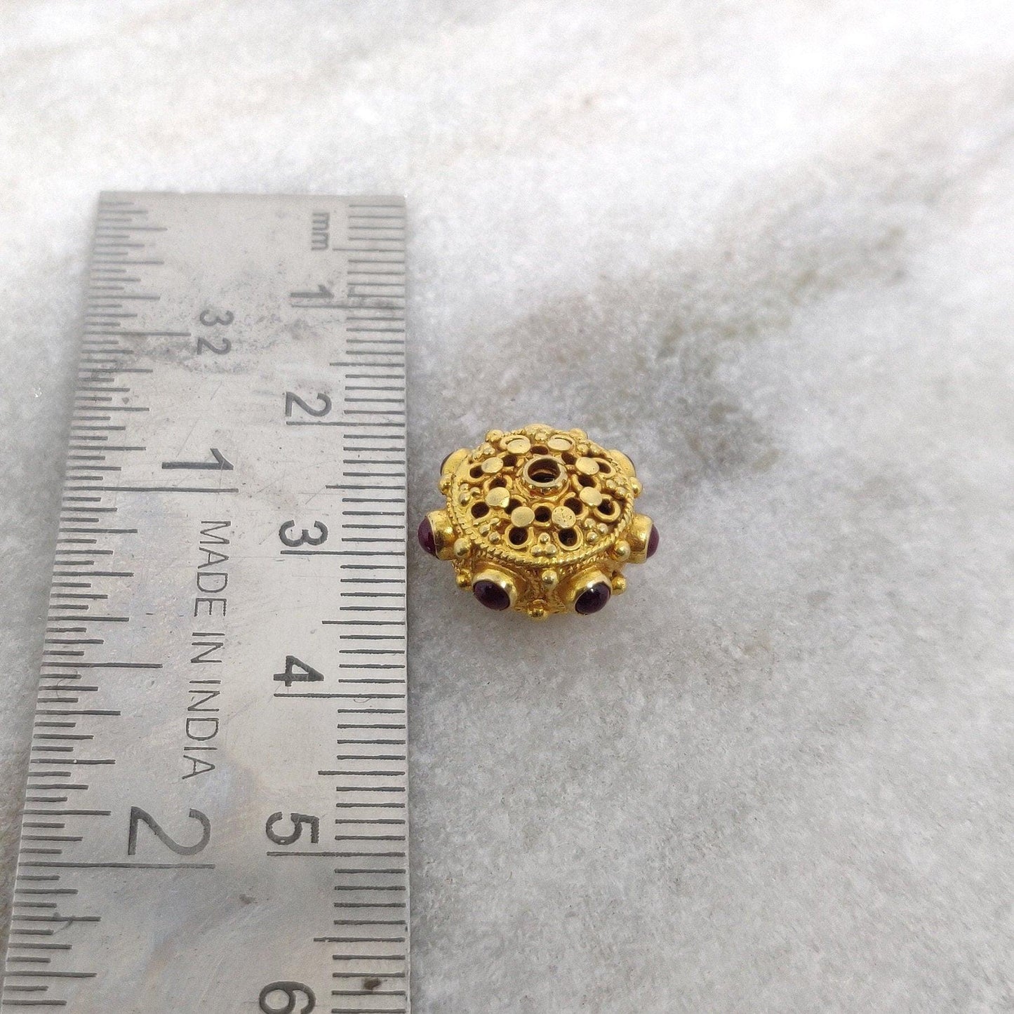 18K Gold Ruby Antique Rondelle Beads 9x14mm