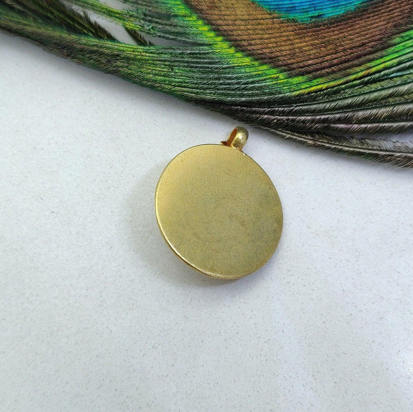 18k Solid Yellow Gold Emerald Floral Pendant