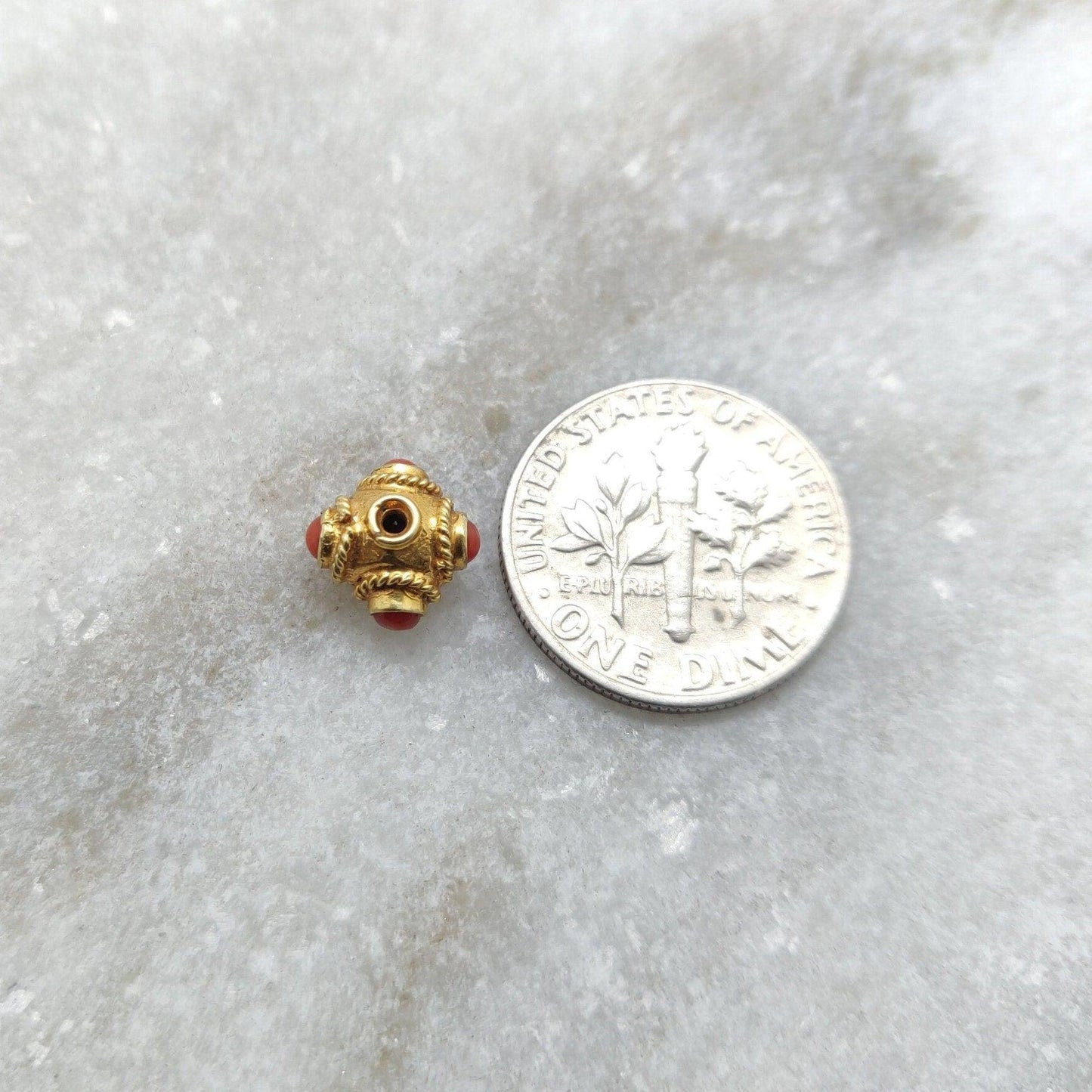 5mm 18 Karat Gold Coral Spacer Beads