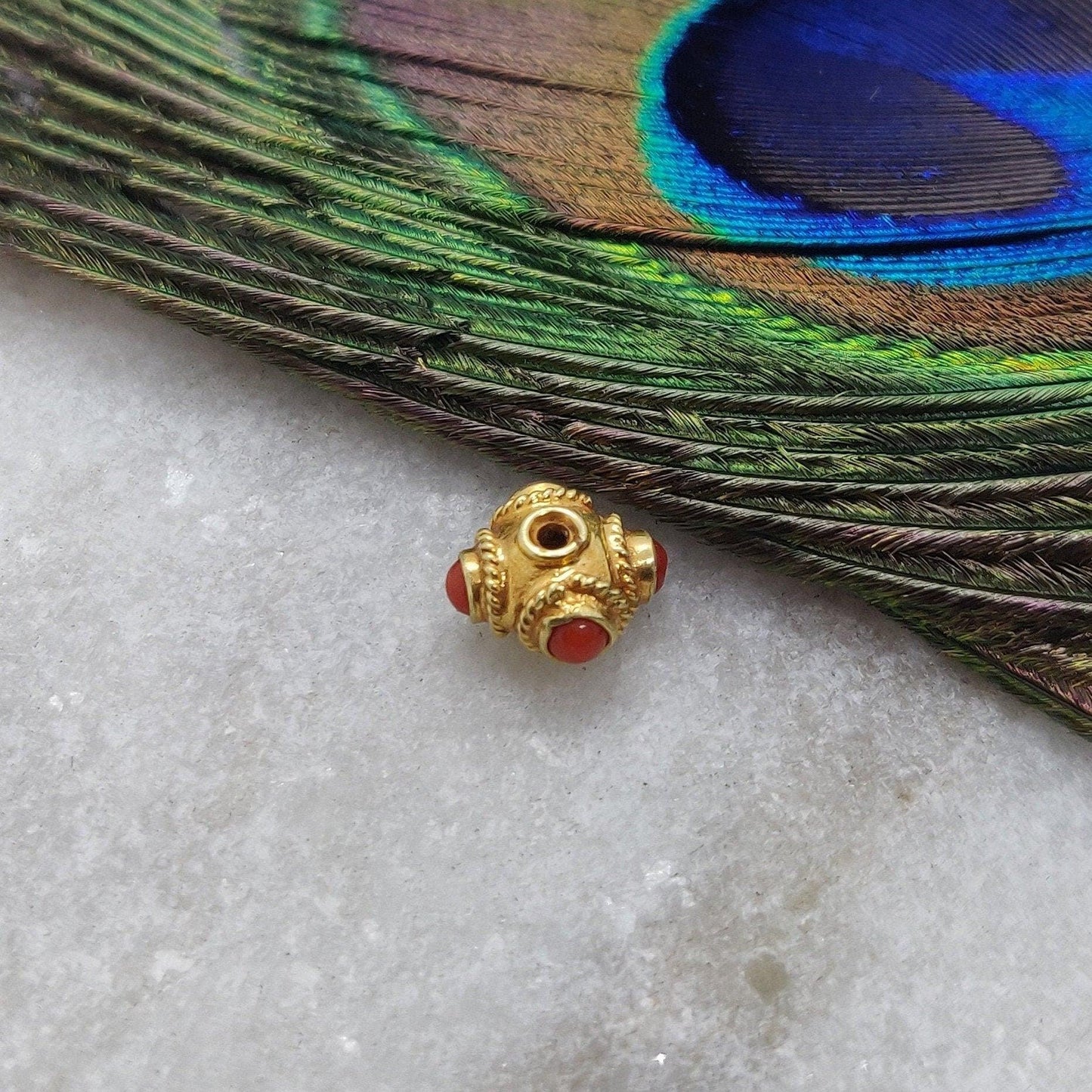 5mm 18 Karat Gold Coral Spacer Beads