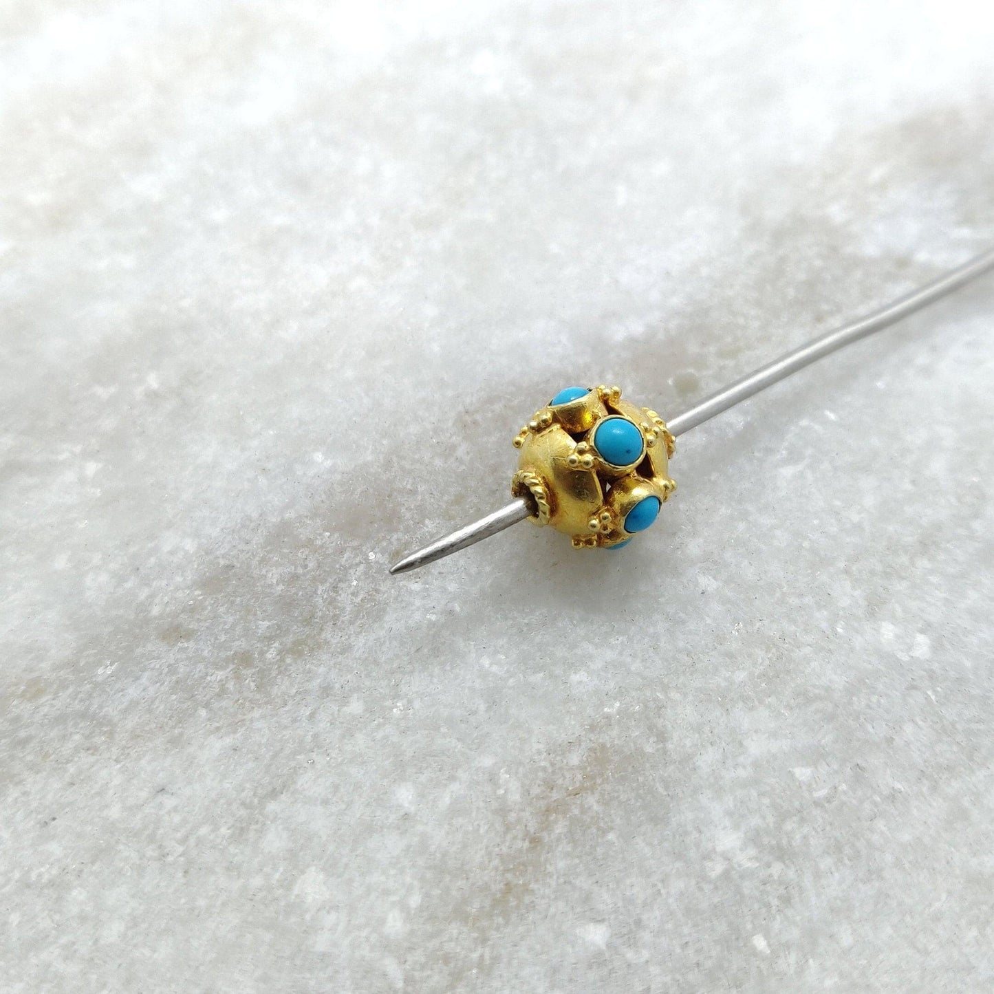 18 Carat Gold Turquoise Wheel Spacer Bead 9mm