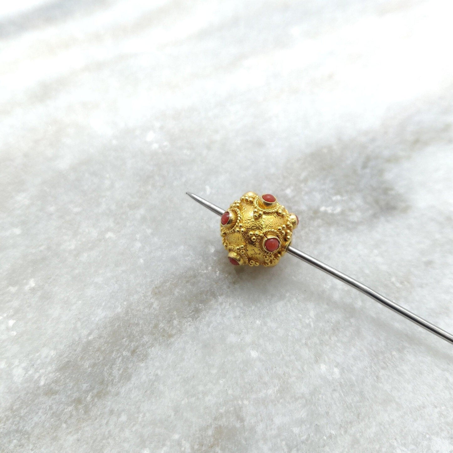 18K Gold Coral Spacer Beads - 10 MM