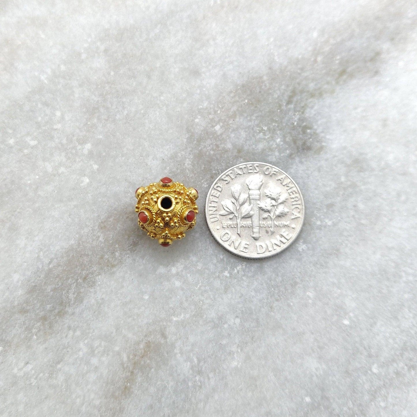 18K Gold Coral Spacer Beads - 10 MM