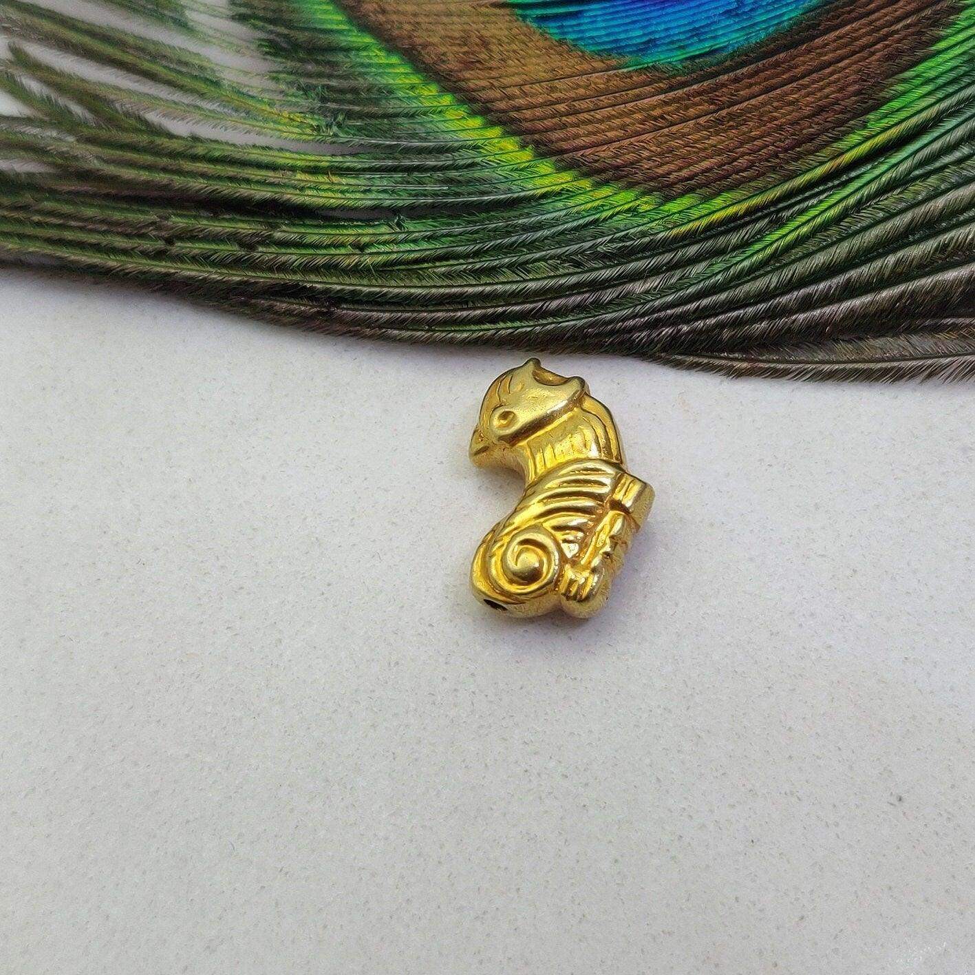 18k Solid Yellow Gold Animal Spacer Charm Pendant 13.5x18mm - Sar Gems