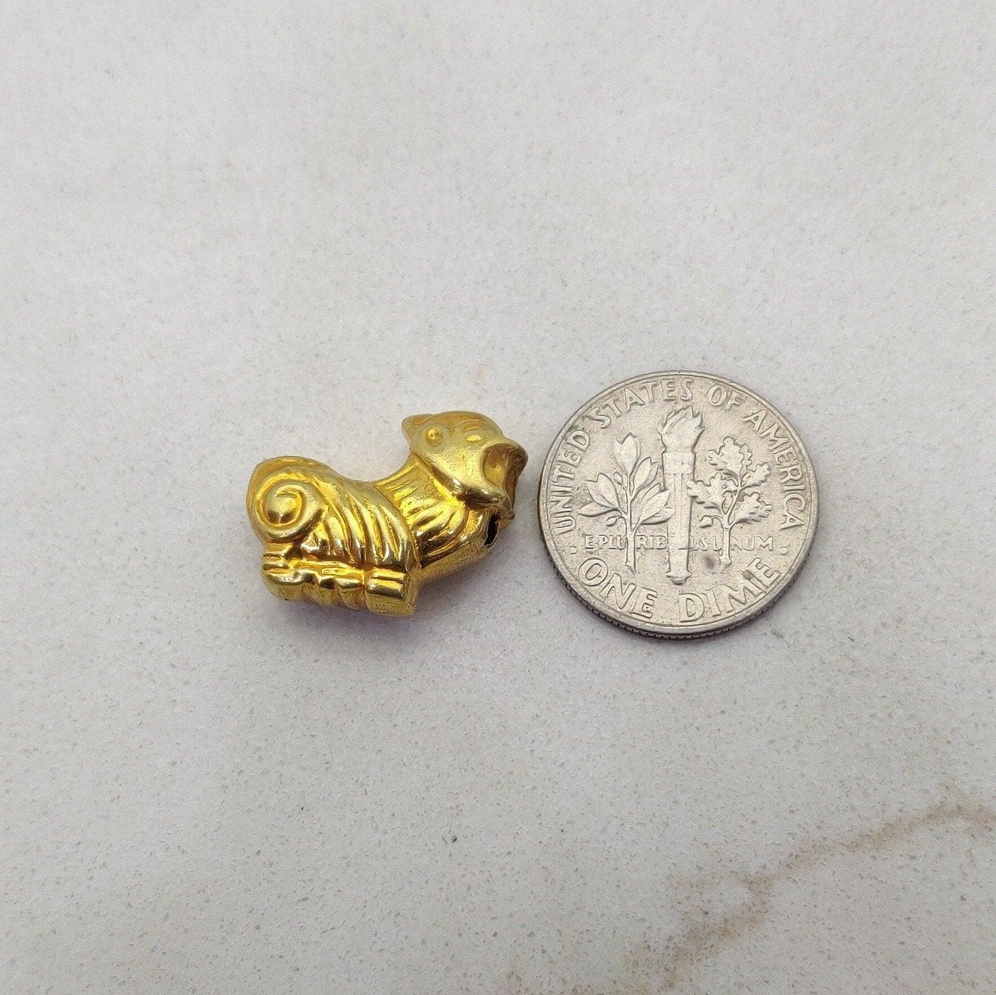 18k Solid Yellow Gold Animal Spacer Charm Pendant 13.5x18mm - Sar Gems