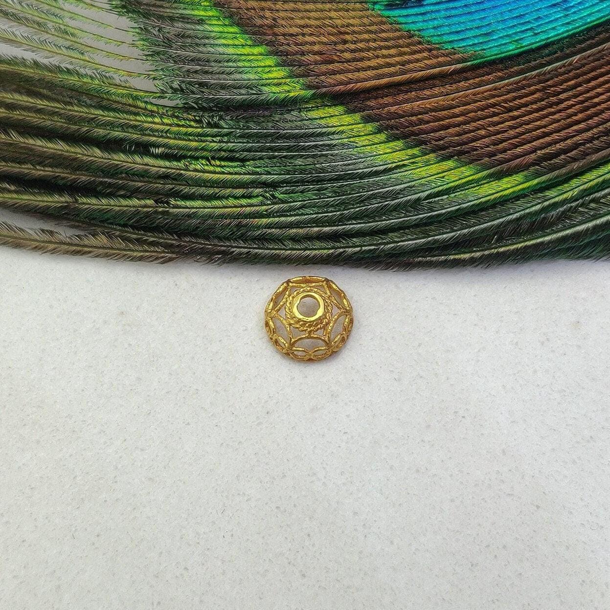 18KT Solid Yellow Gold-Plated Spacer Bead Cap Findings 7mm