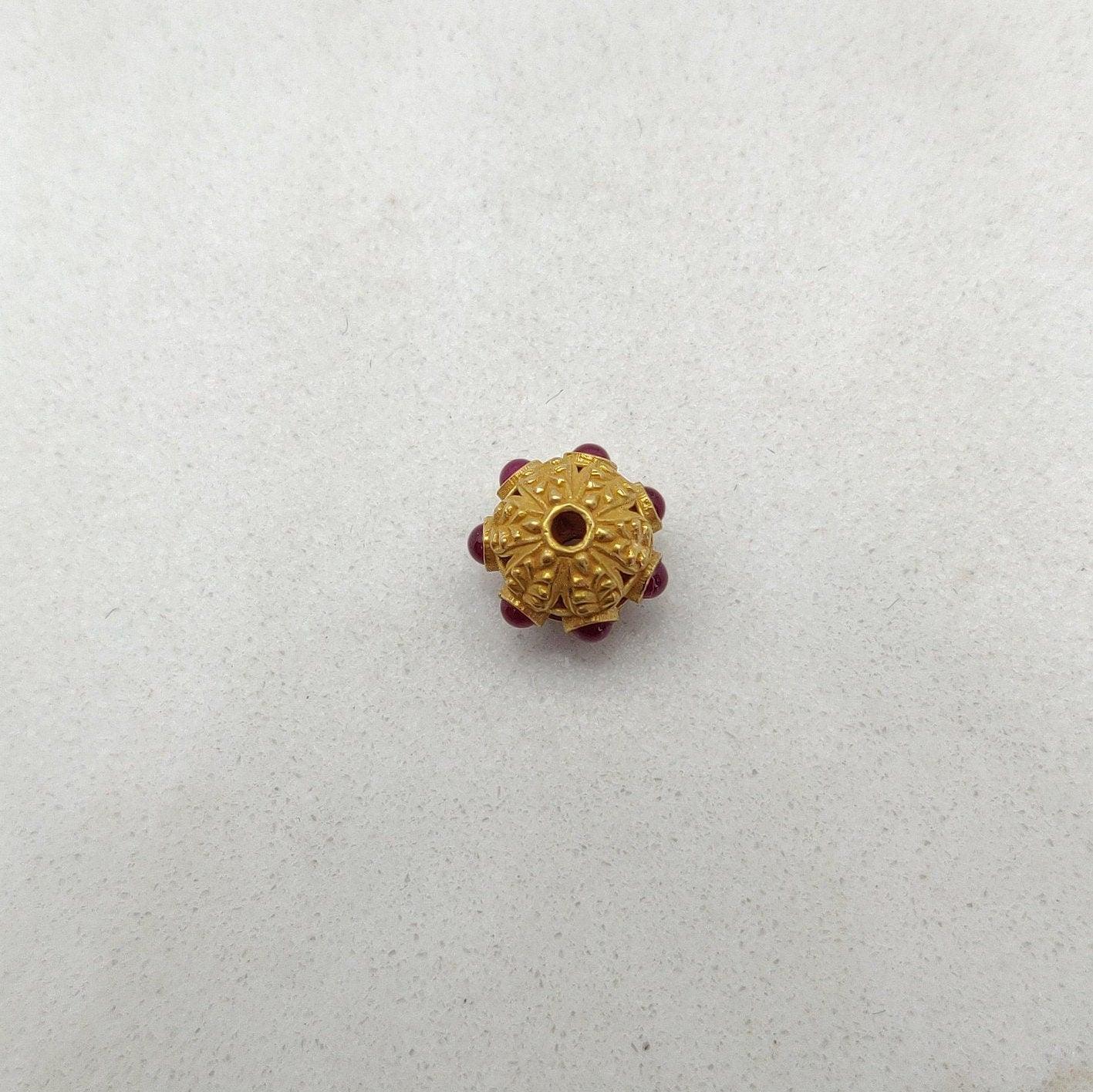 18K Gold Ruby Ball Spacer Beads 10x9mm