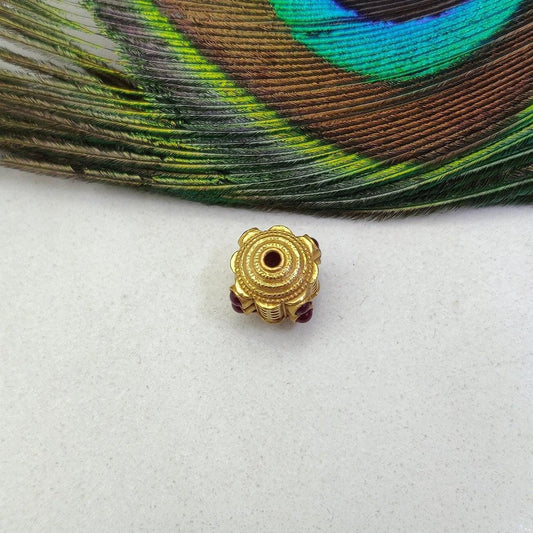18 Carat Gold Ruby Drum Spacer Beads 11x10mm - view 3