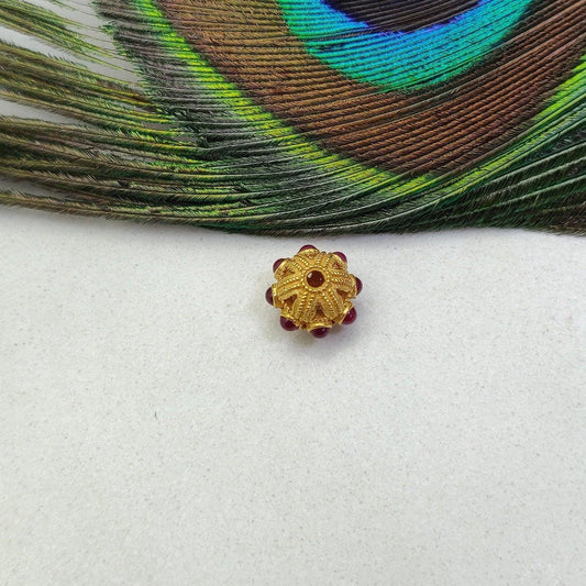 18 Carat Gold Ruby Antique Spacer Beads 10x9mm