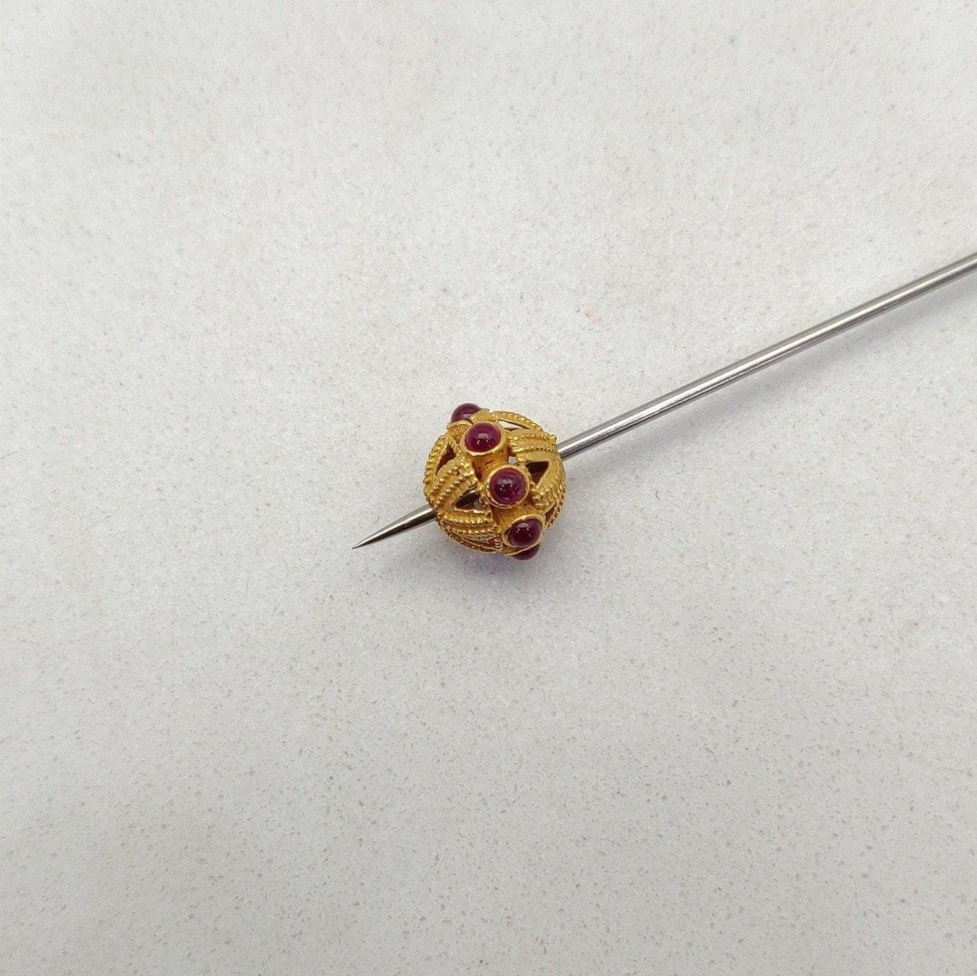 18 Carat Gold Ruby Antique Spacer Beads 10x9mm