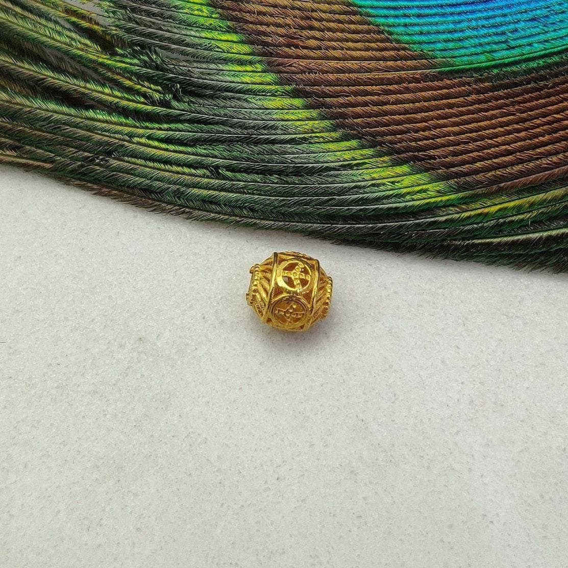 18 karat Pure Yellow Gold Drum Gold Spacer Bead Components 6mm