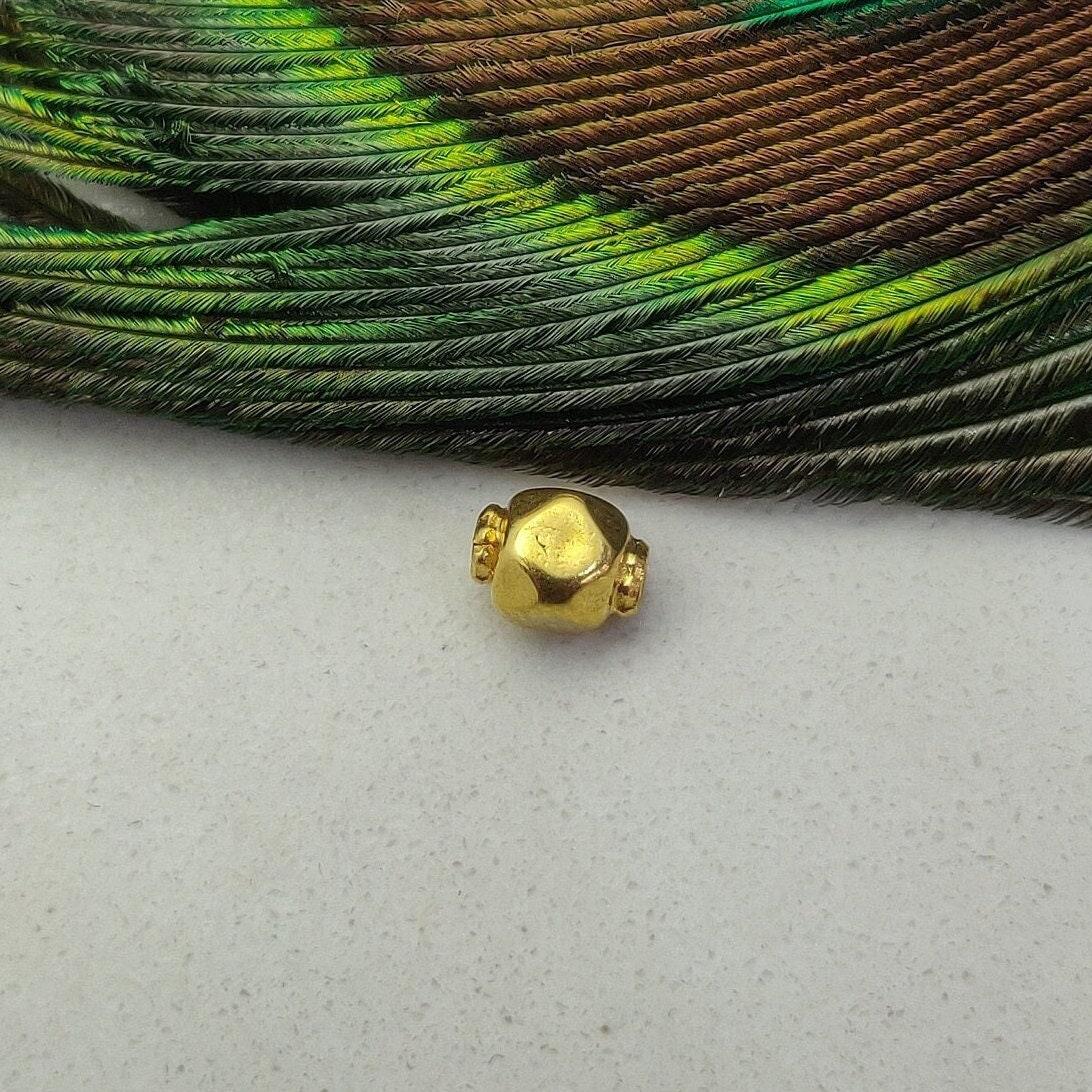 18 Karat Solid Yellow Gold Faceted Fancy Gold Spacer Bead Components – Textured Finish