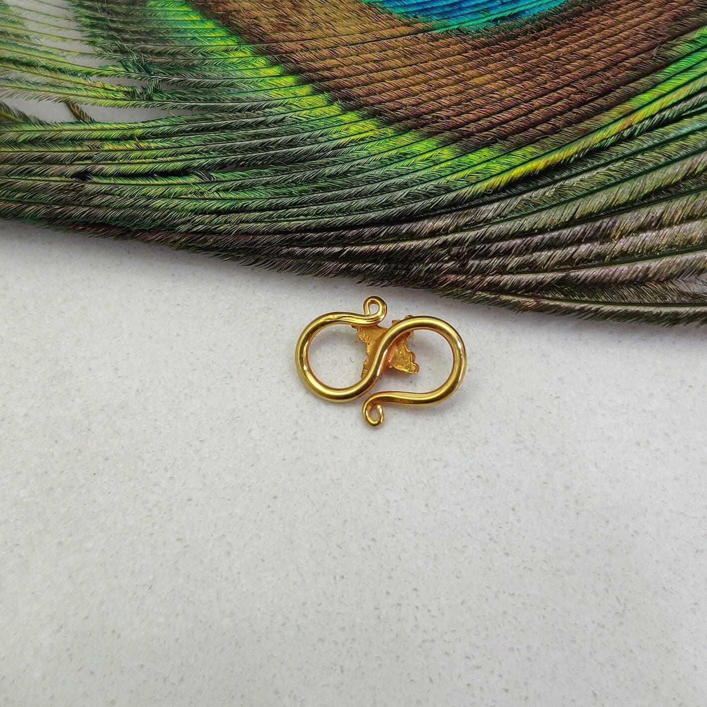 18KT Gold Coral Stone S-Clasp Finding 12mm: Natural