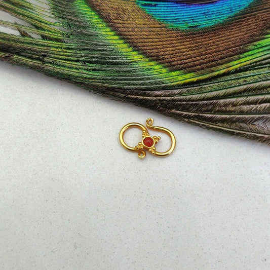 18KT Gold Coral Stone S-Clasp Finding 12mm: Natural