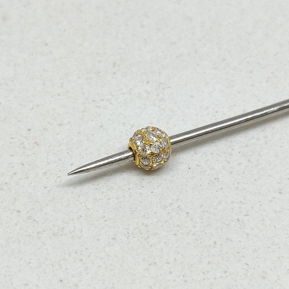 14k Solid Yellow Gold Pave Diamond Ball Beads 4 mm