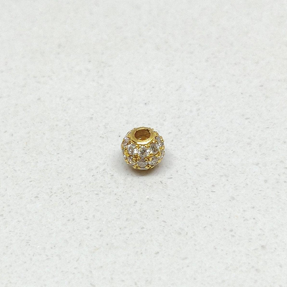 14k Solid Yellow Gold Pave Diamond Ball Beads 4 mm