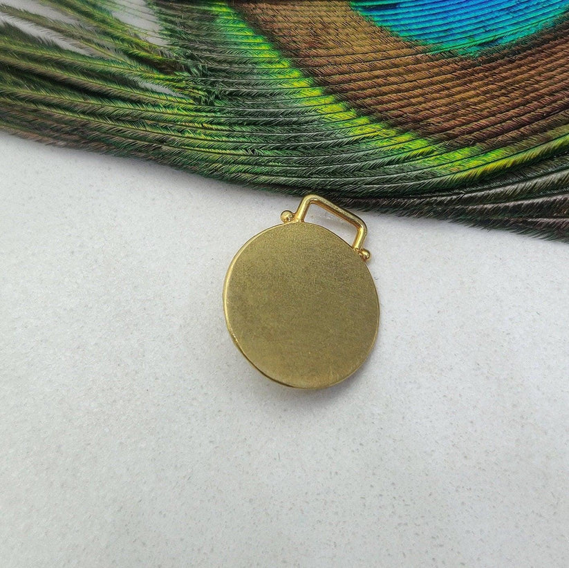 18k Solid Yellow Turquoise Statement Pendant