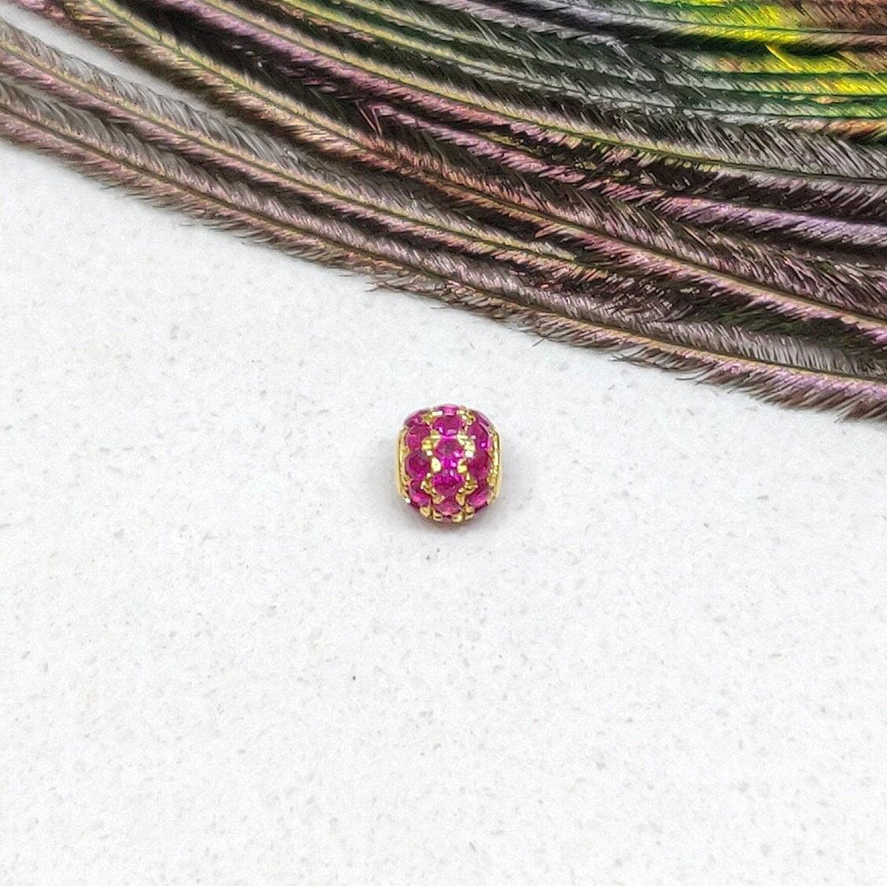 14k Solid Gold Ruby Ball Spacer Beads 4mm