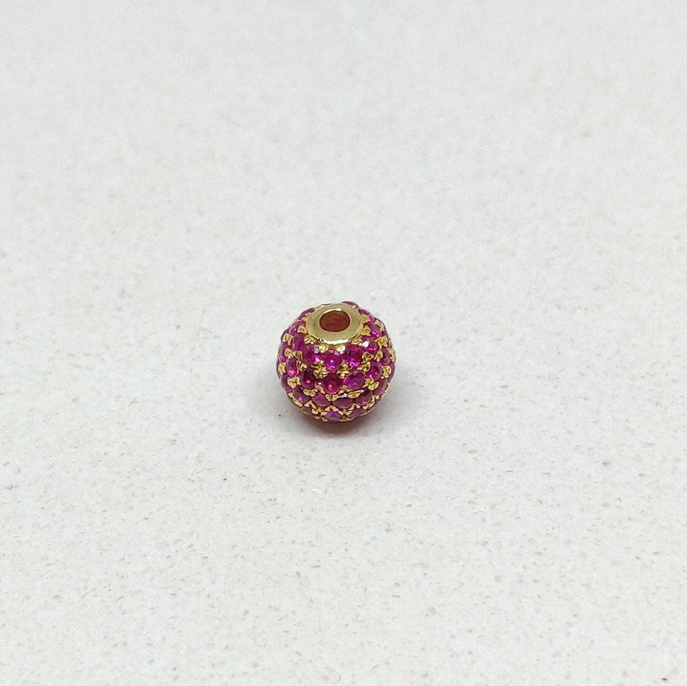 14k Solid Gold Ruby Ball Spacer Beads 4mm