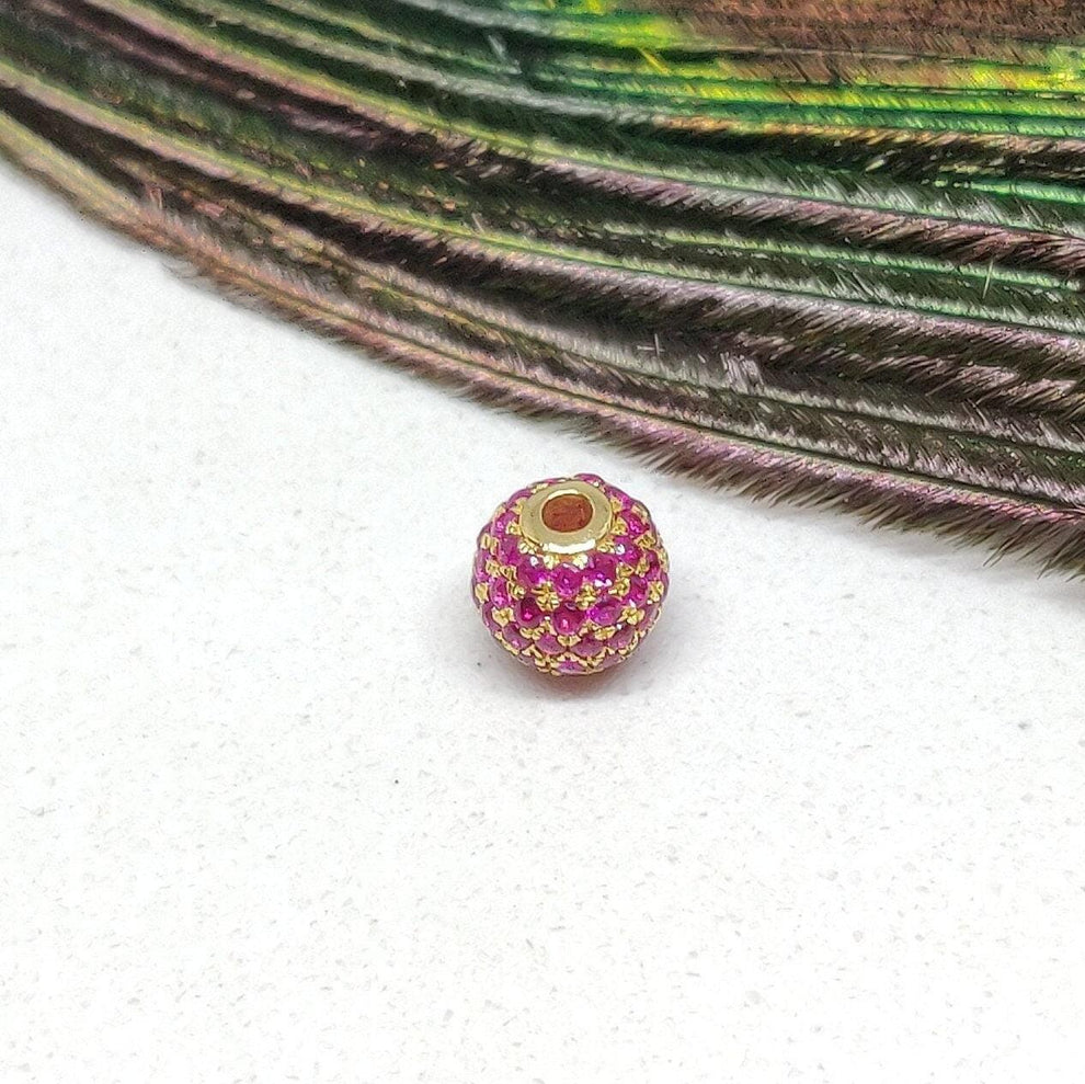 14k Solid Gold Ruby Ball Spacer Beads 4mm