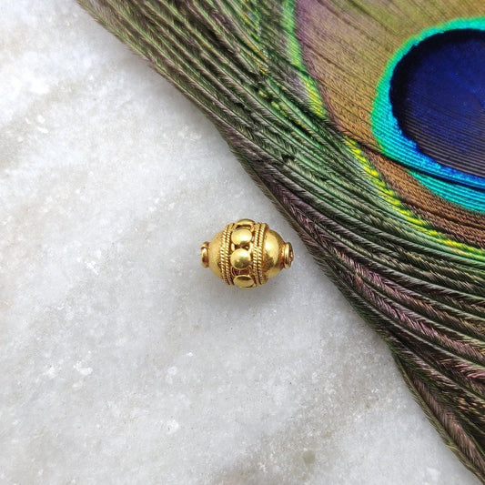 18 Karat Solid Yellow Gold Oval Gold Spacer Bead Components 8x11mm