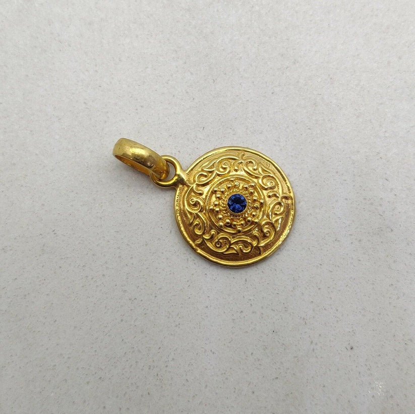 18k Solid Gold Antique Sapphire Pendant